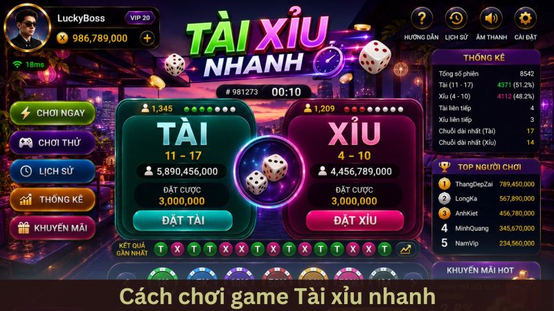 Cách chơi tài xỉu nhanh chi tiết từng bước