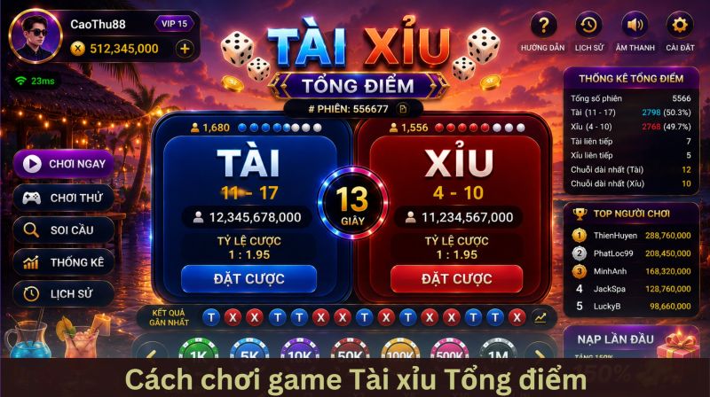 Cách chơi tài xỉu tổng điểm như thế nào?