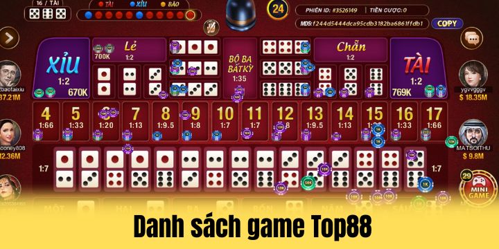 Kho game tài xỉu thời thượng tại Top88